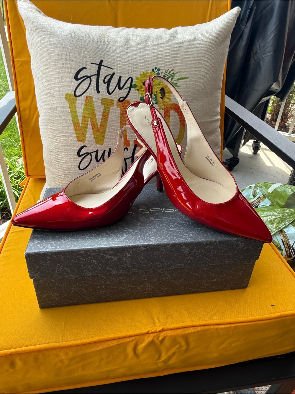 Via Spiga Red Patent Slingback Pointed-Toe Pumps